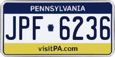 PA license plate JPF6236