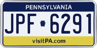 PA license plate JPF6291