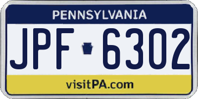 PA license plate JPF6302