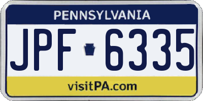 PA license plate JPF6335