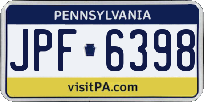 PA license plate JPF6398