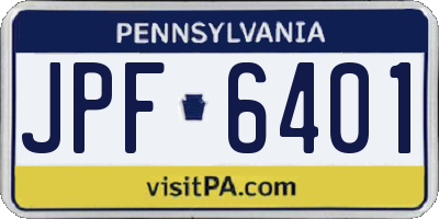 PA license plate JPF6401