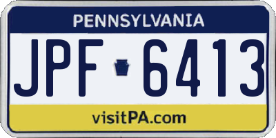 PA license plate JPF6413