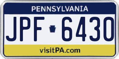 PA license plate JPF6430