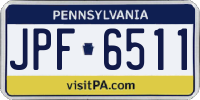 PA license plate JPF6511