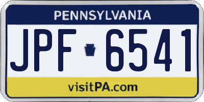 PA license plate JPF6541
