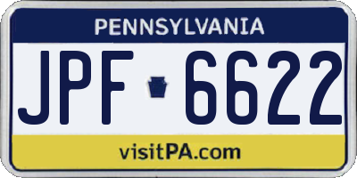 PA license plate JPF6622