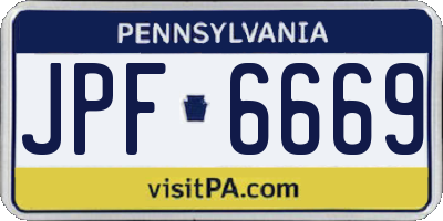 PA license plate JPF6669