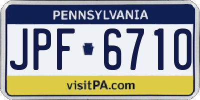 PA license plate JPF6710