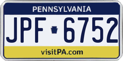 PA license plate JPF6752