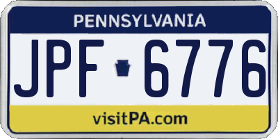 PA license plate JPF6776