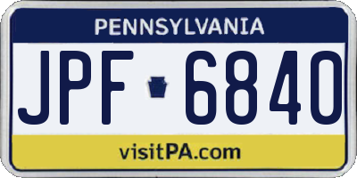 PA license plate JPF6840