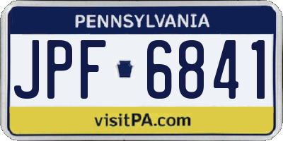 PA license plate JPF6841