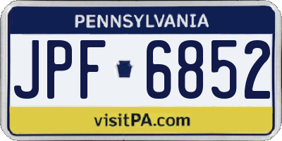 PA license plate JPF6852