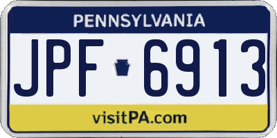 PA license plate JPF6913