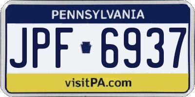PA license plate JPF6937