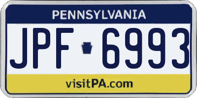 PA license plate JPF6993
