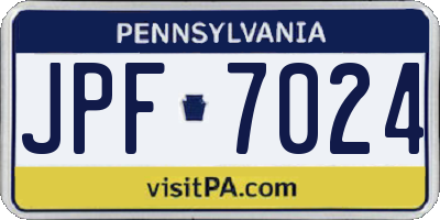 PA license plate JPF7024