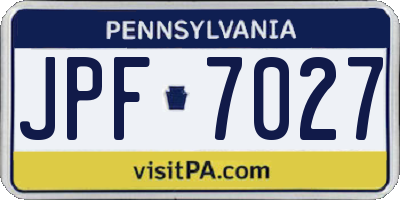 PA license plate JPF7027