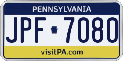 PA license plate JPF7080