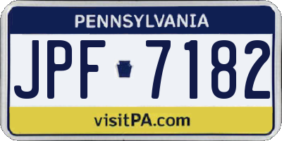 PA license plate JPF7182