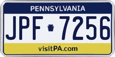 PA license plate JPF7256