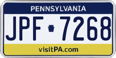 PA license plate JPF7268