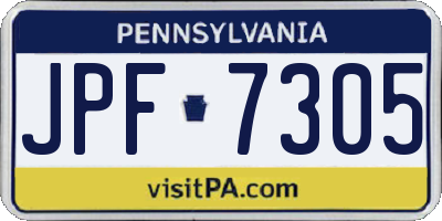 PA license plate JPF7305