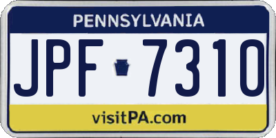 PA license plate JPF7310