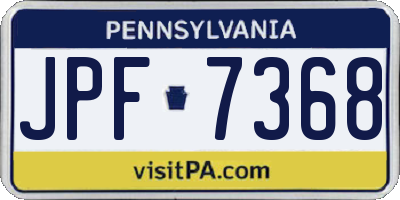 PA license plate JPF7368
