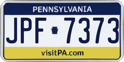 PA license plate JPF7373