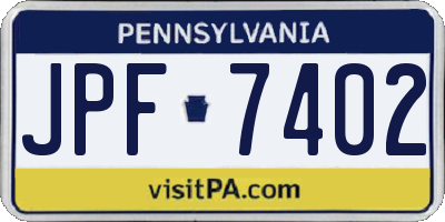 PA license plate JPF7402