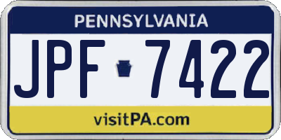 PA license plate JPF7422