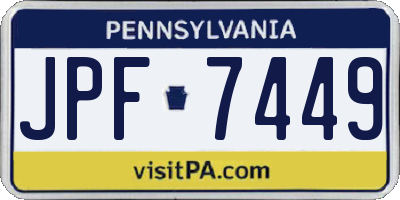PA license plate JPF7449