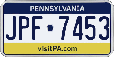 PA license plate JPF7453