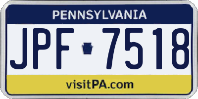PA license plate JPF7518