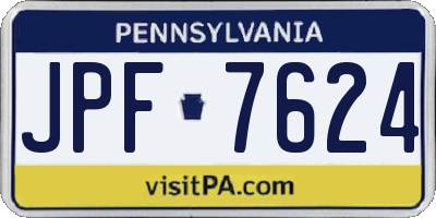 PA license plate JPF7624