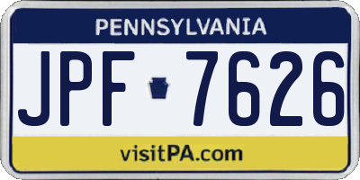 PA license plate JPF7626