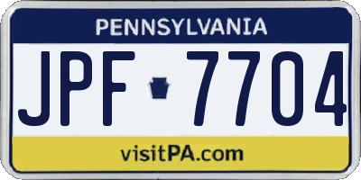 PA license plate JPF7704
