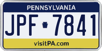 PA license plate JPF7841