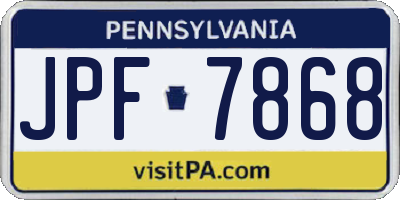PA license plate JPF7868