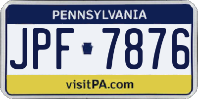 PA license plate JPF7876