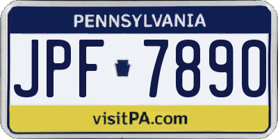 PA license plate JPF7890