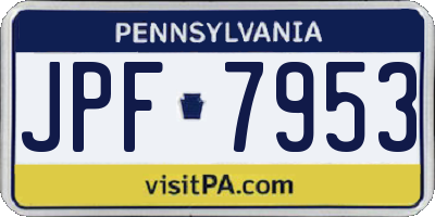 PA license plate JPF7953