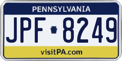 PA license plate JPF8249