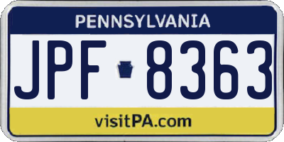 PA license plate JPF8363