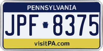 PA license plate JPF8375