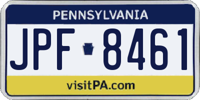 PA license plate JPF8461