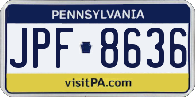 PA license plate JPF8636
