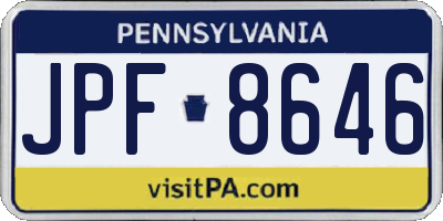 PA license plate JPF8646